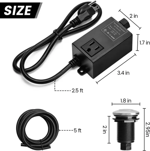 Miniatura 4 de Kit de interruptor de aire para eliminación de basura con botón de aire corto de níquel cepillado de acero inoxidable briidea Acero inoxidable