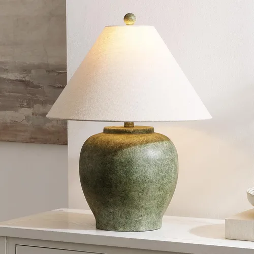 Miniatura 2 de SAFAVIEH Lighting - Dylan - Lámpara de mesa de resina de 22 pulgadas, color verde antiguo, diseño de cuerpo esculpido rústico de granja, ideal