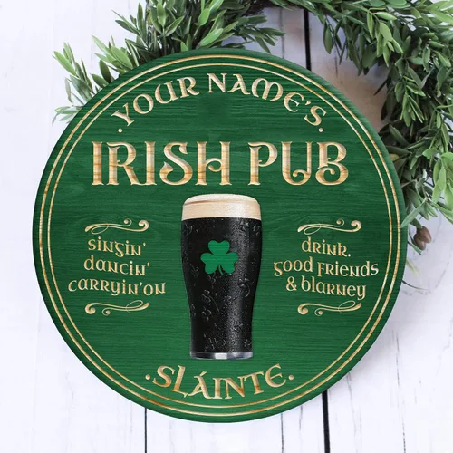 Miniatura 9 de ARTSY WOODSY Letrero de madera de pub irlandés personalizado (no tallado real), decoración del día de San Patricio, accesorios de placa de arte