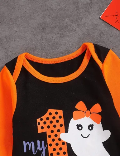 Miniatura 3 de TUEMOS Body de Halloween para bebé niña con diadema, primer conjunto de ropa de Halloween