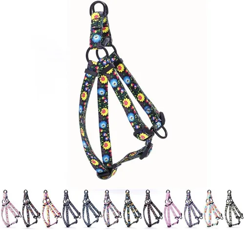 Miniatura 7 de Arnés para perro hembra, bonito patrón geométrico de triángulos geométricos, hebilla de liberación rápida, cuello halter ajustable para perros
