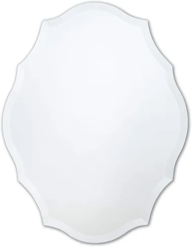 Miniatura 2 de Better Bevel Espejo Ovalado Sin Marco 23.5" x 30.5" Espejo de Pared de Baño con Borde Biselado Bordes Curvos Festoneados Sistema de Colgado