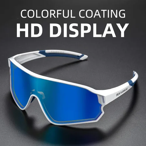 Miniatura 7 de ROCKBROS - Lentes de sol de ciclismo para mujeres y hombres, polarizados, con protección ultravioleta Blanco azul