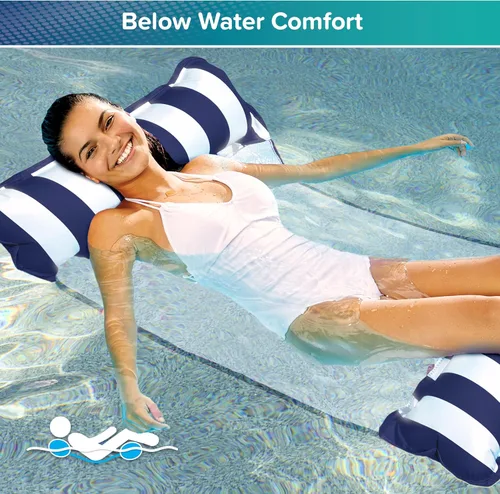 Miniatura 3 de Aqua Original Monterey - Flotador de piscina y hamaca de agua 4 en 1, multiusos, inflable para adultos, material patentado de PVC grueso y Azul