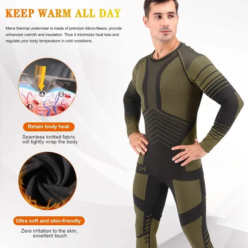 Miniatura 2 de MeetHoo Conjunto de ropa interior térmica para hombre, equipo de invierno, capa base, pantalones largos