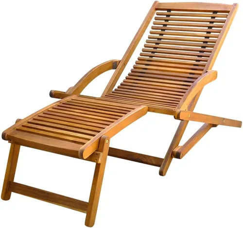 vidaXL Tumbona, silla de patio con reposapiés, tumbona plegable, tumbona para patio trasero, piscina, porche, balcón, playa, madera de acacia maciza