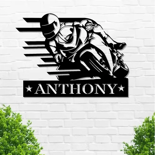 Miniatura 21 de Letrero de metal personalizado para motocicleta, arte de pared de metal con bandera de EE. UU., arte de pared de metal para motocicleta, letrero