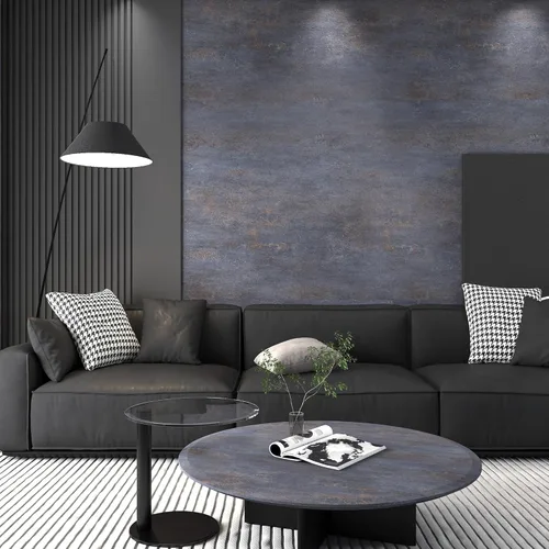 Miniatura 5 de Papel tapiz de hormigón extra grueso de 32"×157" azul claro gris negro despegar y pegar con efecto 3D, papel de contacto de hormigón, envoltura
