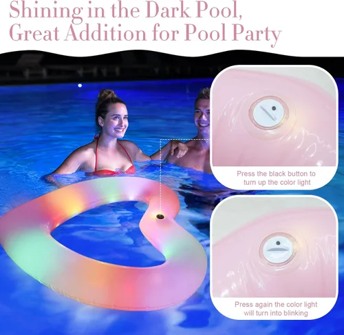 Miniatura 4 de Inflatable Heart Pool Float, Sweet Love Swim Rings Float Loungers Tube for Summer Water Fun Beach Party Toys for Adults