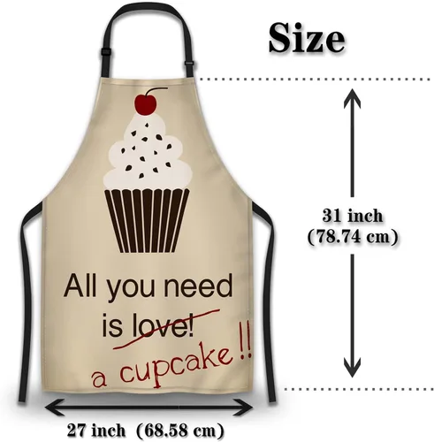 Miniatura 2 de Delantal de hornear para hombres, All You Need Is a Cupcake Craft Delantales para mujeres para cocina, cocina, restaurante, barbacoa, pintura