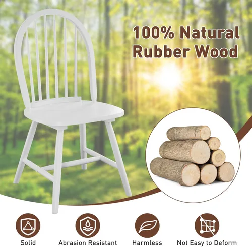 Miniatura 4 de POWERSTONE Juego de 6 sillas de comedor, sillas Windsor de madera con respaldo de husillo, silla de comedor de granja, silla de cocina, color blanco