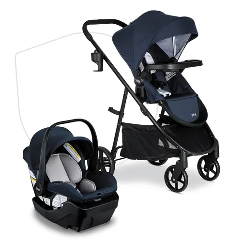 Miniatura 10 de Sistema de viaje para bebé Britax Willow Brook, conjunto de asiento de coche y cochecito con base Aspen, tecnología ClickTight, sistema RightSize