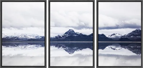 Miniatura 128 de SIGNWIN Lienzo enmarcado para pared, juego de arte tranquilo con reflejo de lago, acuarela, montaña y agua, ilustraciones modernas, arte abstracto