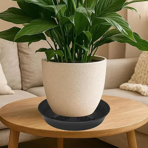 Miniatura 6 de Paquete de 4 platillos para plantas de 8 pulgadas, 10, 12, 14, 17 pulgadas, soporte para plantas de plástico para interiores y exteriores, bandejas