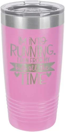 Miniatura 13 de Taza con texto en inglés "I RUN FROM MY KIDS 20oz Drink Tumbler with Straw », grabada con láser, taza de viaje con divertidas citas de Yeti Rambler