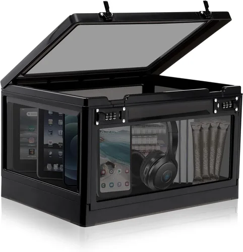 Lalifebuss Caja de seguridad grande para artículos personales, caja de almacenamiento con cerradura de combinación de 24 litros para casillero de