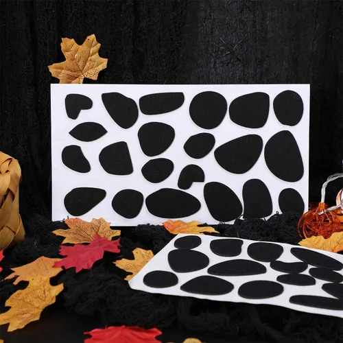 Miniatura 4 de Tatuo 6 hojas de almohadillas adhesivas negras de fieltro para disfraz de dálmata, manchas de dálmata, calcomanías para fiestas de bricolaje