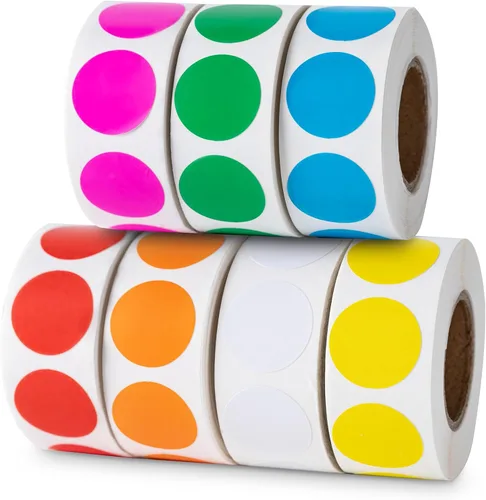 Hoewina 3500 piezas de etiquetas adhesivas de puntos de colores, etiquetas adhesivas redondas de 1,9 cm de diámetro para codificación de colores,