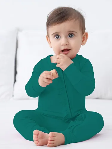 Miniatura 6 de GUISBY Mameluco de bambú de manga larga para bebé, sin pies, cremallera de 2 vías con volantes, para dormir de 0 a 24 meses