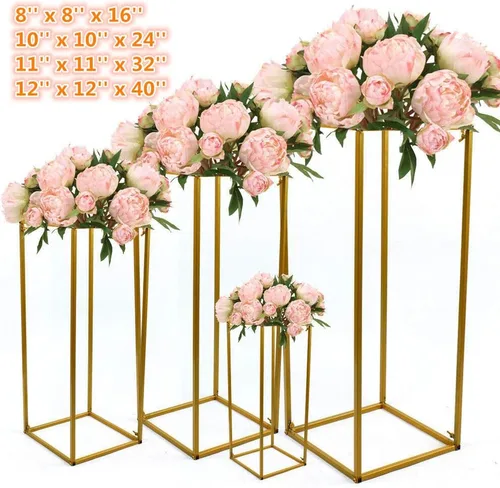 Soporte de columna de metal para jarrón, 4 piezas, accesorio de boda, decoración de mesa, estante de flores, soporte de flores para mesa de boda,