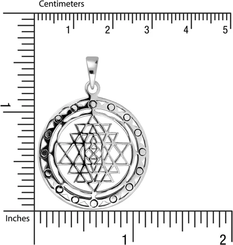 Miniatura 3 de WithLoveSilver - Colgante de plata de ley Sri Yantra Sri Chakra Geometría Sagrada Talismán, Plata esterlina