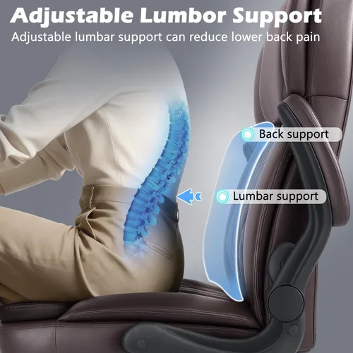 Miniatura 5 de Silla de oficina ejecutiva grande y alta de 450 libras con brazo abatible, silla de escritorio de computadora de cuero PU resistente, cómoda silla