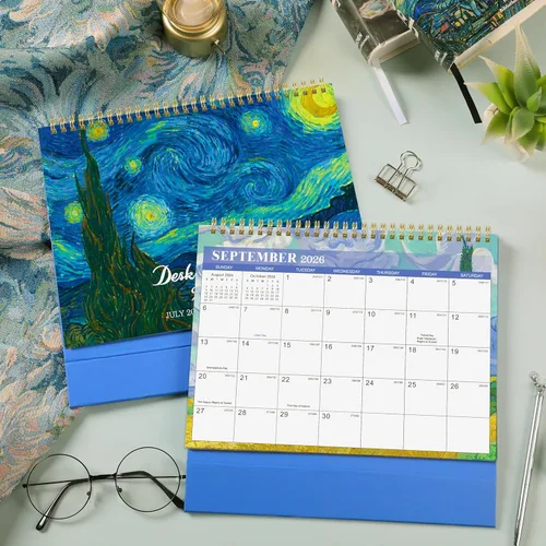 Miniatura 9 de Calendario de escritorio 2026 - de enero de 2026 a diciembre de 2026, calendario de escritorio plegable 2026, calendario de escritorio de 12 meses