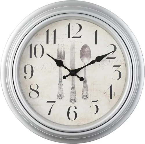 WOOPHEN Reloj de pared vintage, 10 pulgadas, silencioso, sin tictac, retro, de cuarzo, funciona con pilas, redondo, decorativo, fácil de leer, para