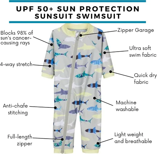 Miniatura 2 de SwimZip - Traje de baño de manga larga para niño, con protección UPF 50+