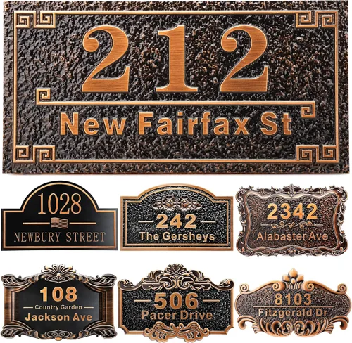 Miniatura 31 de Placa personalizada de dirección de casa de 12 pulgadas, números fundidos para exteriores, placa de señal de dirección personalizada con nombre