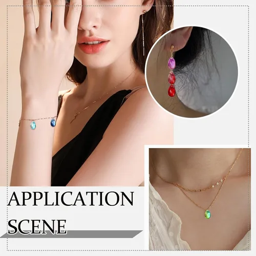 Miniatura 6 de Ipotkitt 200 dijes de cristal transparente de color aleatorio con forma de lágrima, cuentas perforadas para manualidades, aretes, collares, pulseras