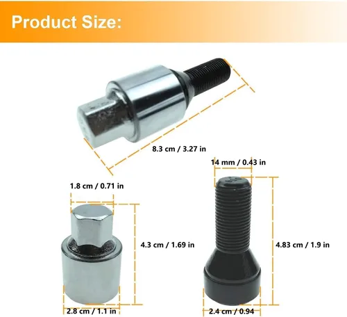 Miniatura 5 de Cheriezing 36136792851 Cerraduras Antirrobo para Perno de Espárrago de Rueda 14 x 1.25MM con 1 Llave Compatible con E70 E71 F10 F30 F22 F32 G11 F01