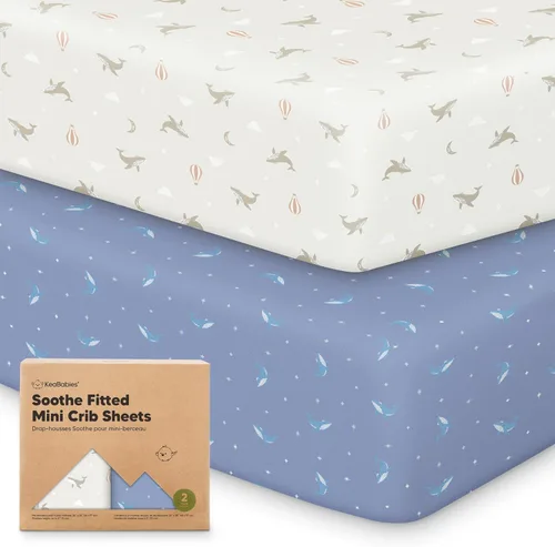 Miniatura 31 de 2 paquetes de sábanas ajustadas para mini cuna - 38x26 sábanas Pack N Play para colchón Pack and Play, algodón orgánico, ropa de cama transpirable