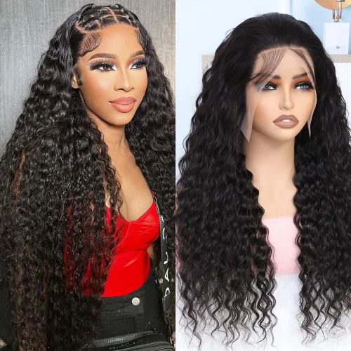 Miniatura 10 de Keshon Pelucas frontales de encaje rizado jerry 4x4 de cabello humano, densidad 180%, peluca frontal rizada, pelucas frontales de encaje