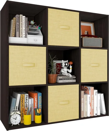 Miniatura 10 de PrimeZone Organizador de Almacenamiento Apilable de 6 Cubos: Estante de Cubos de Madera que se Ajusta a Contenedores Cúbicos - Estantería