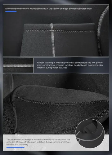 Miniatura 5 de Hevto Traje de neopreno de talla grande para hombre y mujer, 3/2 mm, neopreno completo, traje corto, cremallera en la espalda, para natación