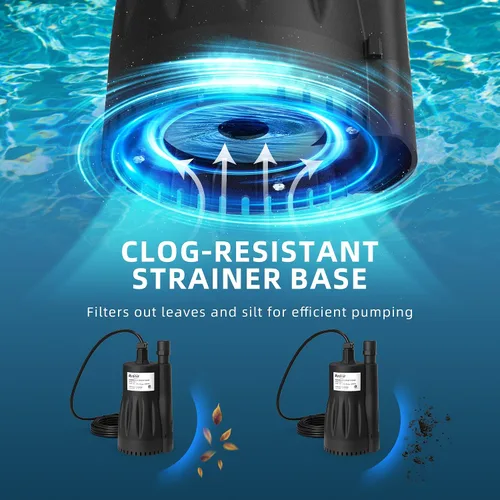 Miniatura 5 de Bomba de agua sumergible de 1/3 HP, bomba de sumidero de 1800 GPH con carcasa termoplástica, bomba de agua eléctrica portátil de 115 V con cable