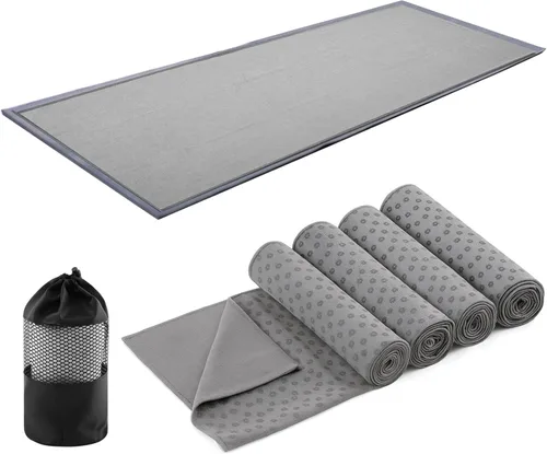 Miniatura 7 de Breling Paquete de 4 toallas de yoga, toalla de yoga caliente de 72 x 24 pulgadas, tapete de microfibra antideslizante con puntos de agarre, ultra