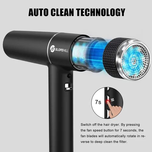 Miniatura 5 de slopehill Secador de pelo con motor sin escobillas único Diagnóstico inteligente de fallos Microfiltro innovador Tecnología Oxy Active Negro