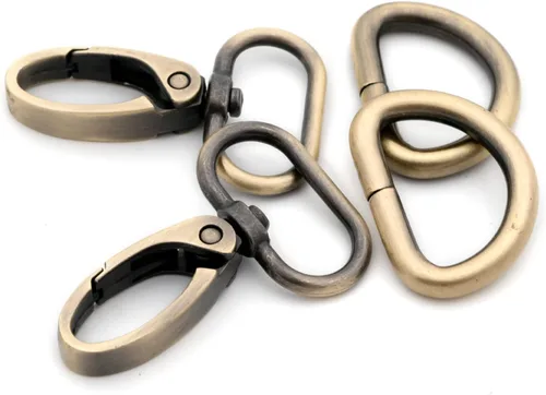 Juego de 10 cierres de pinza de langosta con anillo ovalado, ganchos giratorios para correa, bolsa, bolsa, patio, manualidades (latón cepillado, 1