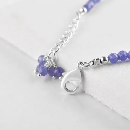Miniatura 63 de Natural Gemstone Micro Beads Dainty Bangle Bracelet, Handmade Birthstone Jewelry, Healing Chakra Crystals, Silver Plated 8 inch, Birthday Gift for