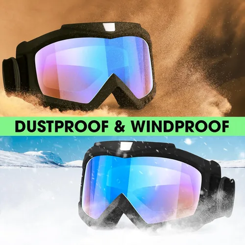 Miniatura 7 de Gafas de motocross para motocicleta, paquete de 2 unidades, ATV, esquí, resistentes al viento, para adultos, hombres, mujeres, jóvenes