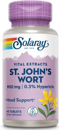 Miniatura 7 de SOLARAY Extracto aéreo de hierba de San Juan un día de 900 mg Estandarizado con 0.3% de hipericina para la estabilidad del estado de ánimo Sin