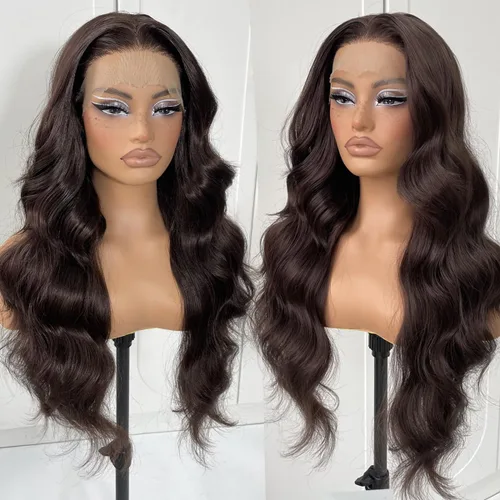 Miniatura 11 de #27 Peluca de encaje frontal rubia miel sin pegamento, onda corporal, pelucas de encaje frontal sintéticas prediseñadas, con línea de cabello