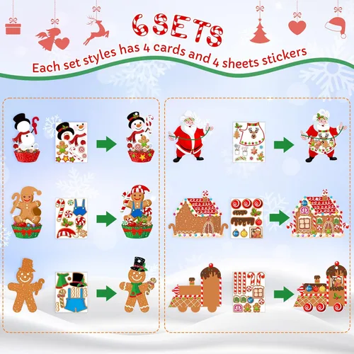 Miniatura 2 de Civaner Juego de 24 juegos de manualidades de Navidad para niños, adornos de pan de jengibre, decoración de árbol de Navidad, kit de manualidades