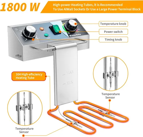 Miniatura 5 de WaterElfo Freidora Profunda con Canasta 9L/9.5QT Uso Doméstico Freidora Profunda Pequeña 1800W Freidoras Comerciales para Cocinas y Comedores