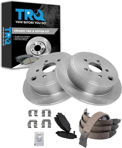 Miniatura 87 de TRQ Kit de pastillas de freno y rotor Posi trasero premium con zapatas de estacionamiento para camión GM SUV