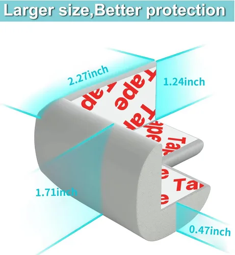 Miniatura 3 de Paquete de 12 protectores de esquina para esquinas y bordes a prueba de bebés, protectores de espuma de goma precintados de seguridad suave para Gris