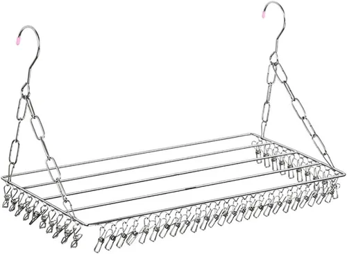 Miniatura 10 de Cabilock Percha de secado de ropa de acero inoxidable: Tendedero de secado de ropa con 36 clips, colgador para secadora de calcetines, ropa
