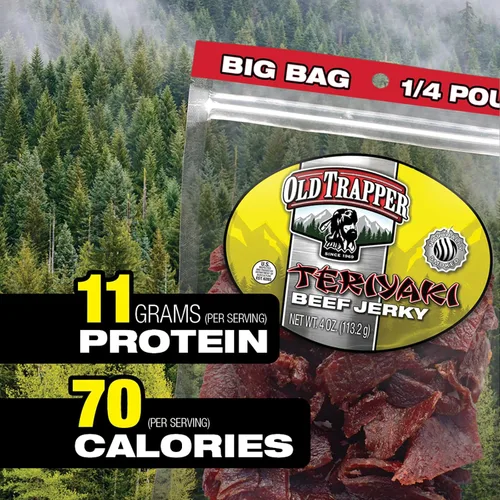 Miniatura 5 de Old Trapper Carne seca de ternera, teriyaki paquete individual de 1/4 libra, aperitivo de carne salada y dulce para almuerzos o entre comidas, 0.43